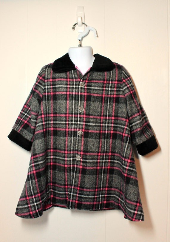 Hot Pink & Grey Plaid Coat Set Size 23T