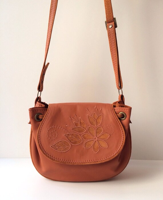 Leather Crossbody Bag Camel Brown Yellowish Brown Original