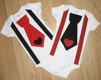 Items similar to Personalized Baby boy Valentine's Day Tie Bodysuit or ...