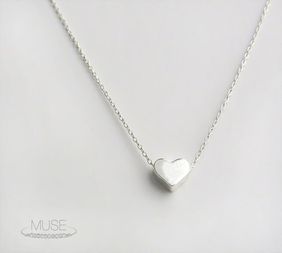 Tiny Silver Heart Necklace Sterling Silver Necklace by MuseByLAM