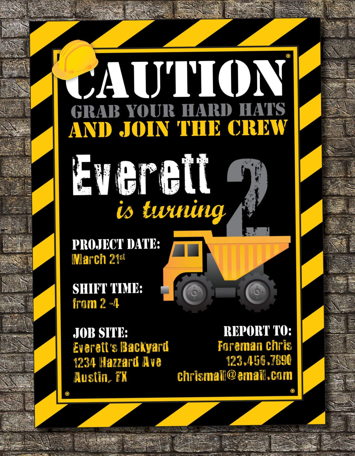 Construction Party Invitations Free Printable