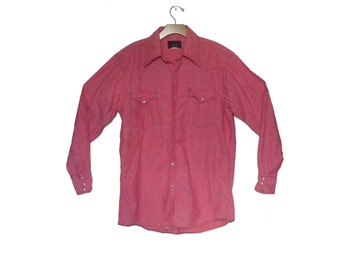Vintage Western Work Shirt Red Chambray Champion