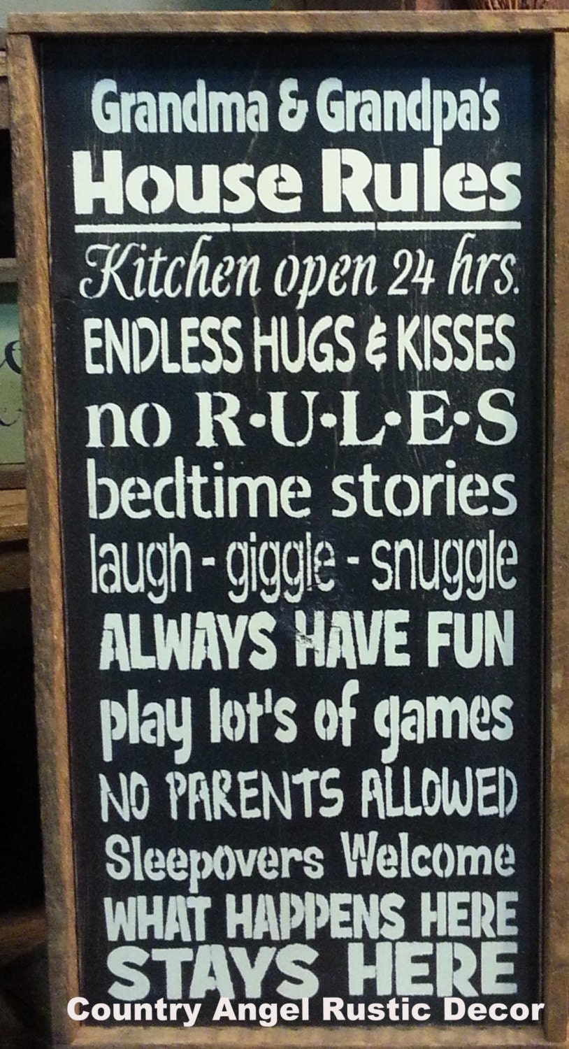 Grandma and Grandpa's House Rules Rustic distressed