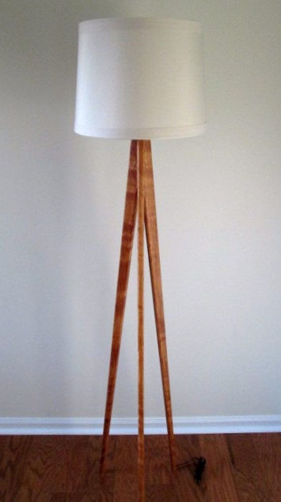 Floor Lamp Tripod Cherry Wood by WaldenWoodDesigns on Etsy