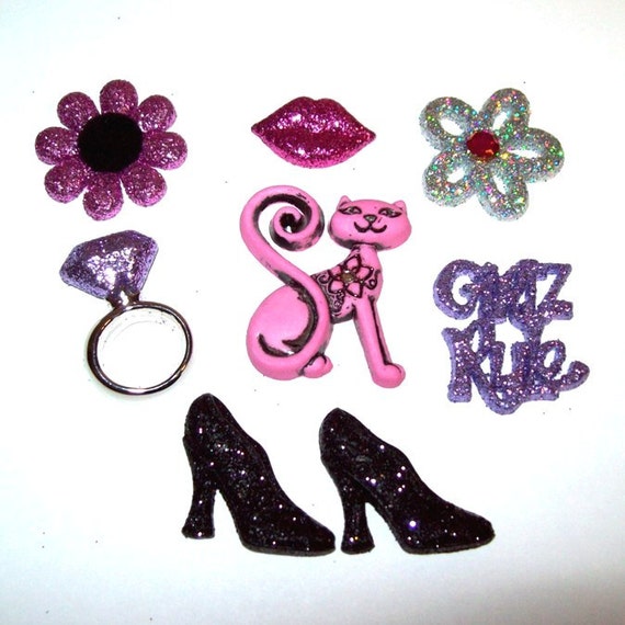 Dress Up Girl Bling Embellishments with Glitter for Scrapbook