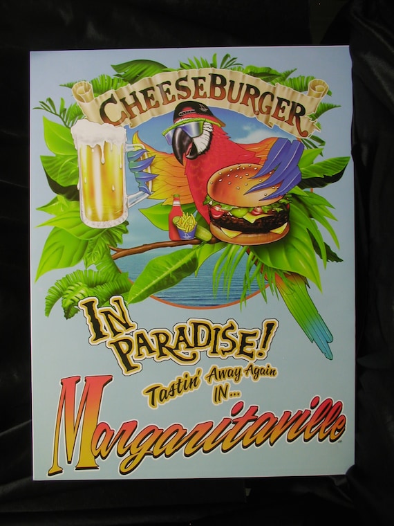 Jimmy Buffett Margaritaville Vintage Poster CHEESEBURGER IN   Il 570xN.484683291 C2xl 