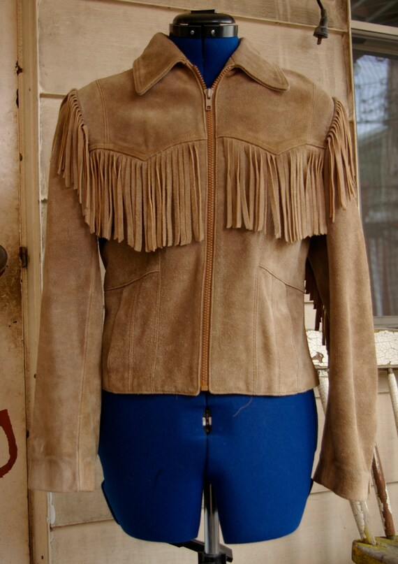 Vintage Women's Western Suede Leather Jacket With Fringe
