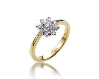 flower engagement ring promise ring statement ring unique engagement ring floral engagement ring flower band 14k yellow gold ring - Flower Wedding Ring flower engagement ring promise ring statement ring unique engagement ring floral engagement ring flower band 14k yellow gold ring - Flower Wedding Ring