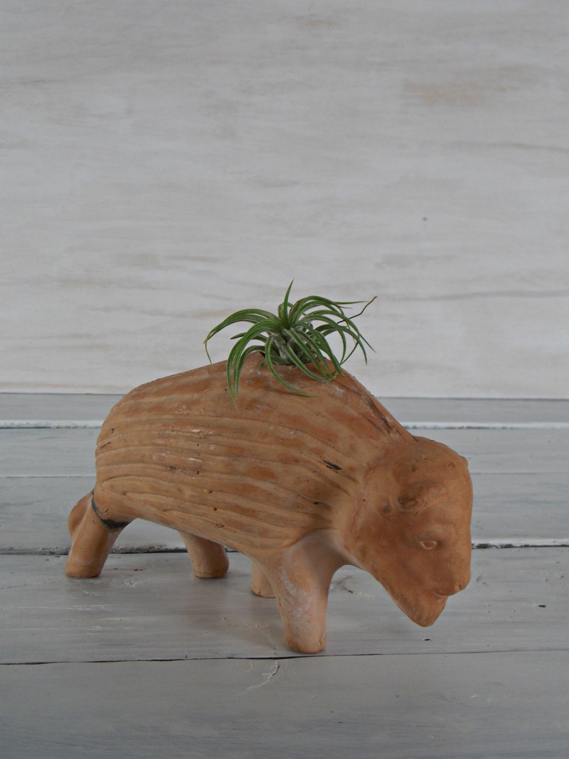 vintage ceramic buffalo/ bisque planter