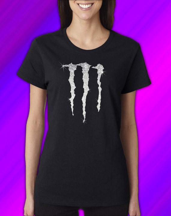 SPARKLE! Womens Monster Energy Drink. Silver, Green, or Red Glitter