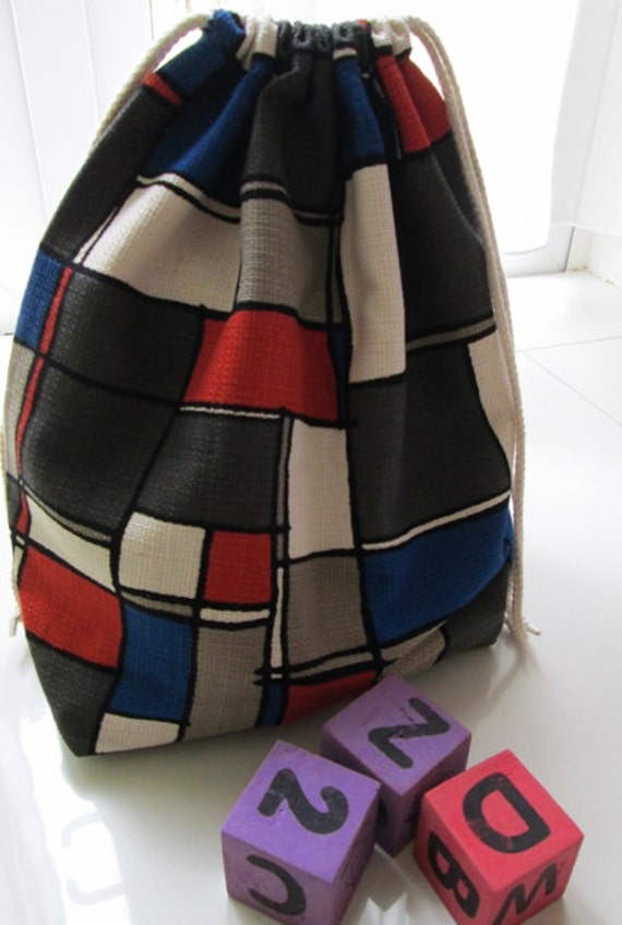 SALE Drawstring bag fabric toy bag toy storage by drawastring