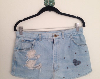 90s Vintage DENIM Shorts STUDDED Jeans RIBBED Cord Stretchy