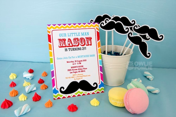 Little Man Mustache Bash BIRTHDAY Printable 5 x 7 inch Invitation, INSTANT DOWNLOAD, You Edit Yourself with Adobe Reader Il_570xn