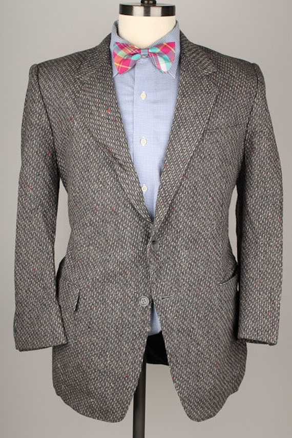 Grey Mens Tweed Jacket Astronomy Weave 42 S Sport Coat