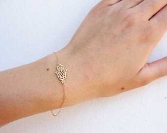 Gold Bracelet, Gold Hamsa Bracelet, Hamsa Bracelet, Hamsa Hand Bracelet, Evil eye Bracelet, Luck Bracelet, Dainty bracelet, hamsa jewelry