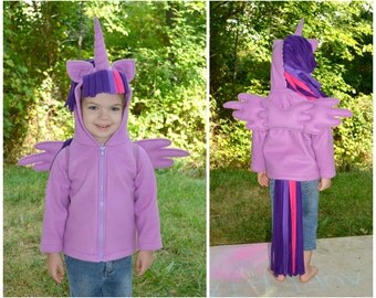Twilight Sparkle Costume - Custom fleece 4 or 5 piece dress-up set