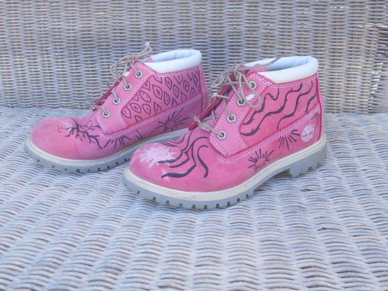 pink fold down timberland boots