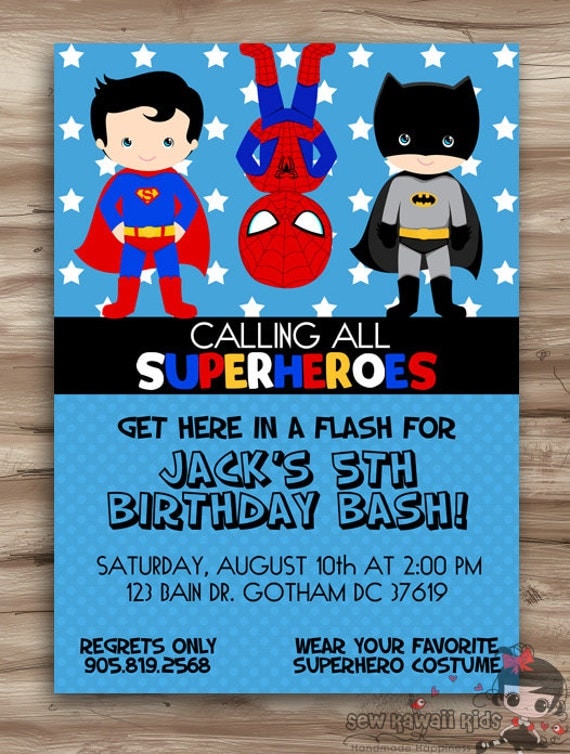 Superhero Birthday Invitations 1