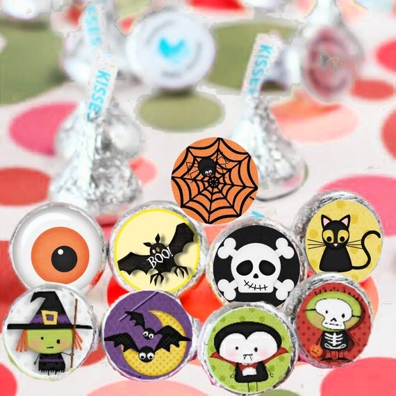 Halloween candy kiss stickers printable digital file DIY