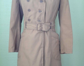 Vintage 1970's Fitted Light Rust Skat Double Breasted Trench Coat