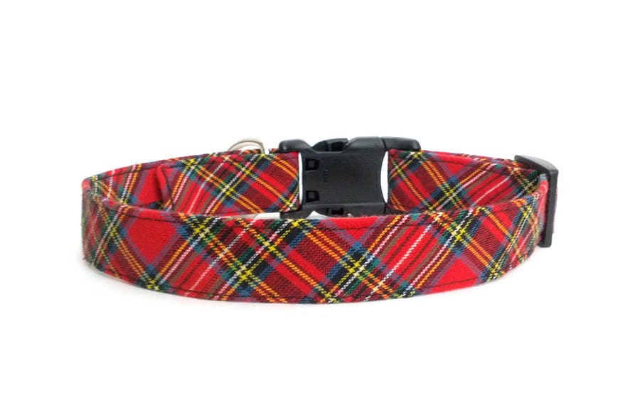 Handmade Scottish Inspired Plaid Tartan Dog Collar