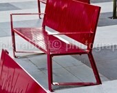 Red Benches Photo Fine Art Photography Red Black and White Photo Monochrome Modern Minimalistic Bedroom Kitchen Office Decor Red Benches Photo Fine Art Photography Red Black and White Photo Monochrome Modern Minimalistic Bedroom Kitchen Office Decor