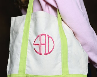 Canvas Beach Tote Bags - Monogrammed Beach Bag - Monogrammed Canvas Tote
