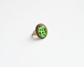 ANIMAL PRINT MEDLEY Ring, green, leopard skin , size adjustable