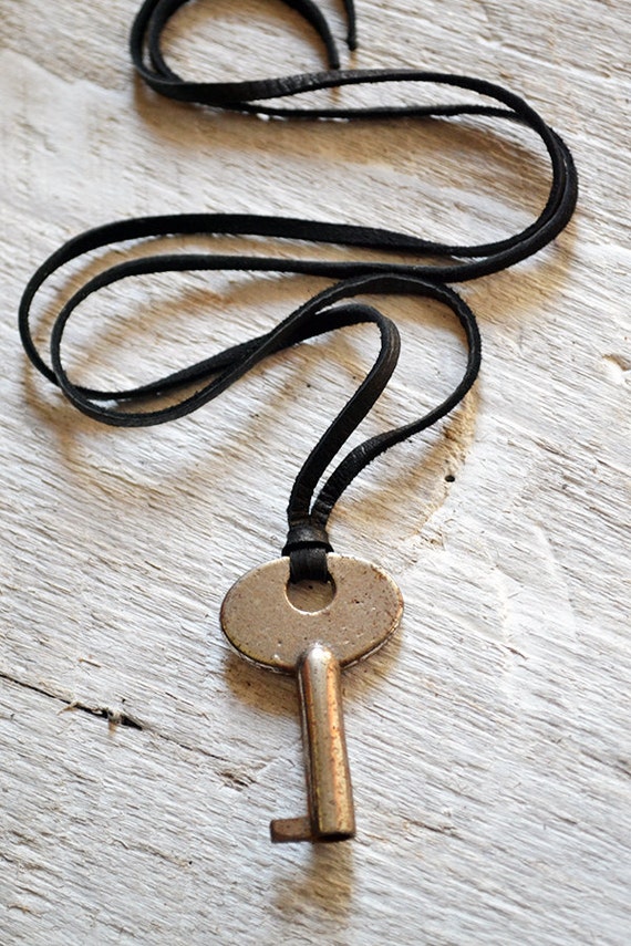 Vintage Key Necklace Mens Skeleton Key Necklace Rustic