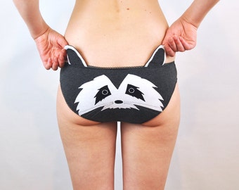 Panties with a raccoon face and ears lingerie underwear