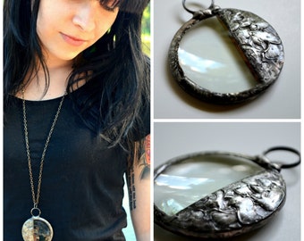 Magnifying Glass Pendant Looking Glass Necklace Steampunk Magnifier (1625)