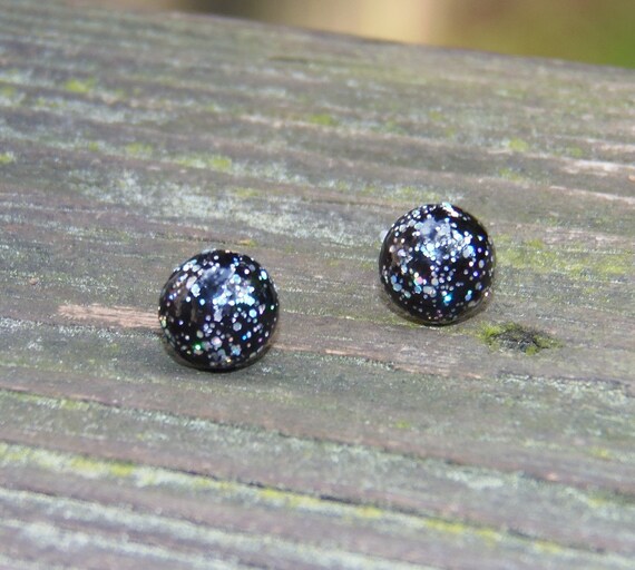 Items similar to Black Pearl Studs Earrings Black Earrings Wedding
