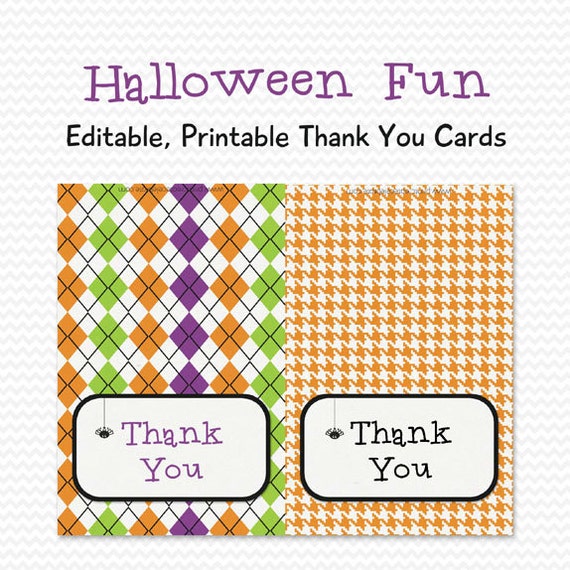 Halloween Thank You Cards Thank You Notes Personalized Note Cards Halloween Party Supplies 