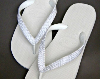 Glass Slippers Swarovski Crystal & Pearl Havaianas or Cariris Beach