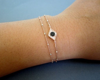 Evil eye Bracelet, Layered Bracelet, good luck bracelet, Dainty jewelry, Evil eye jewelry, luck charm bracelet, celebrity inspired jewelry
