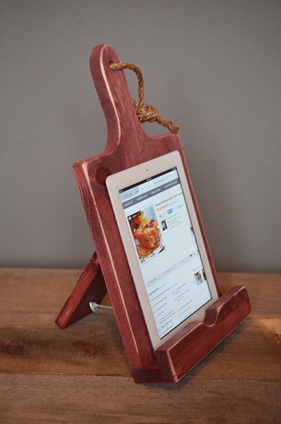 Wood iPad Stand Cutting Board Style Cookbook Holder