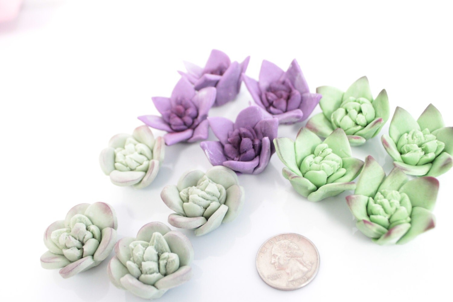 Edible Fondant Sugar Flower SUCCULENTS 12 mini succulents