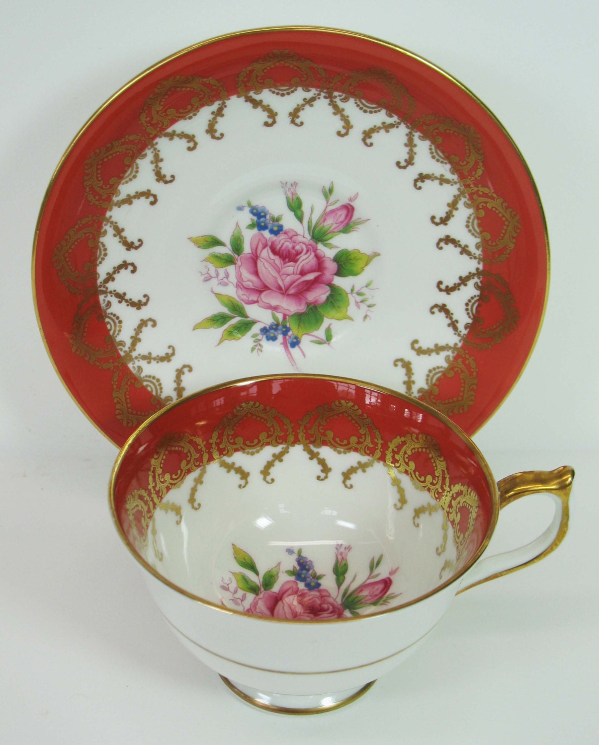 SALE Aynsley Teacup Porcelain Tea Cup Red 2146 31 Bone China