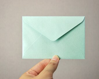 C7 Mini Metallic Mint Envelopes (Set of 20) - Perfect for business cards, wedding thank you cards & mini note cards