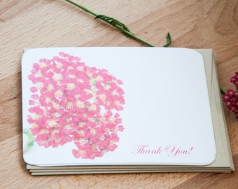 Pink Flowers Personalized Stationary Set, Note Card Set - Stationery Gift
