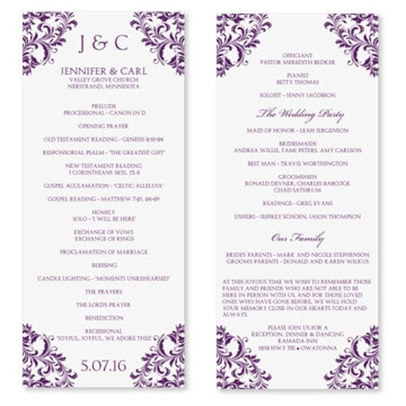 Wedding Program Template Instant Download EDIT by KarmaKWeddings