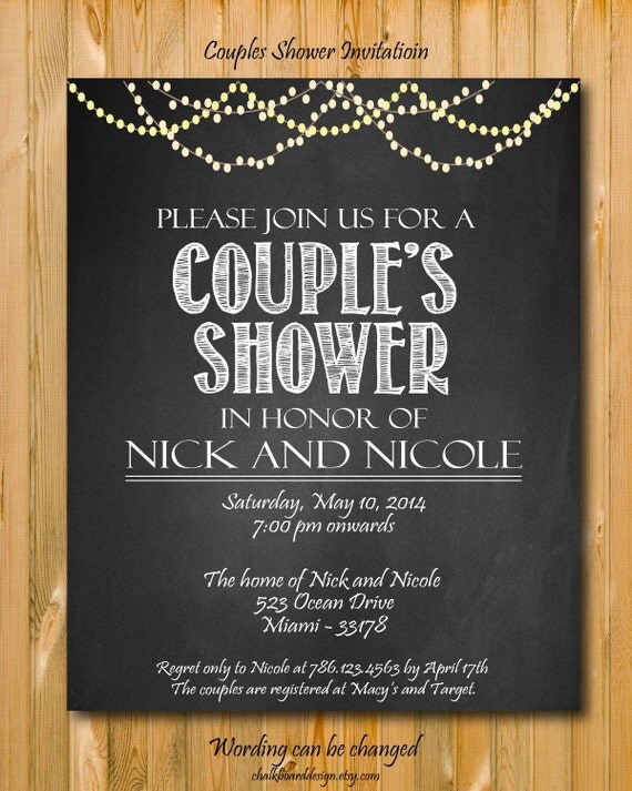 Printable Couples Shower Invitation Custom Party Invitation Custom 