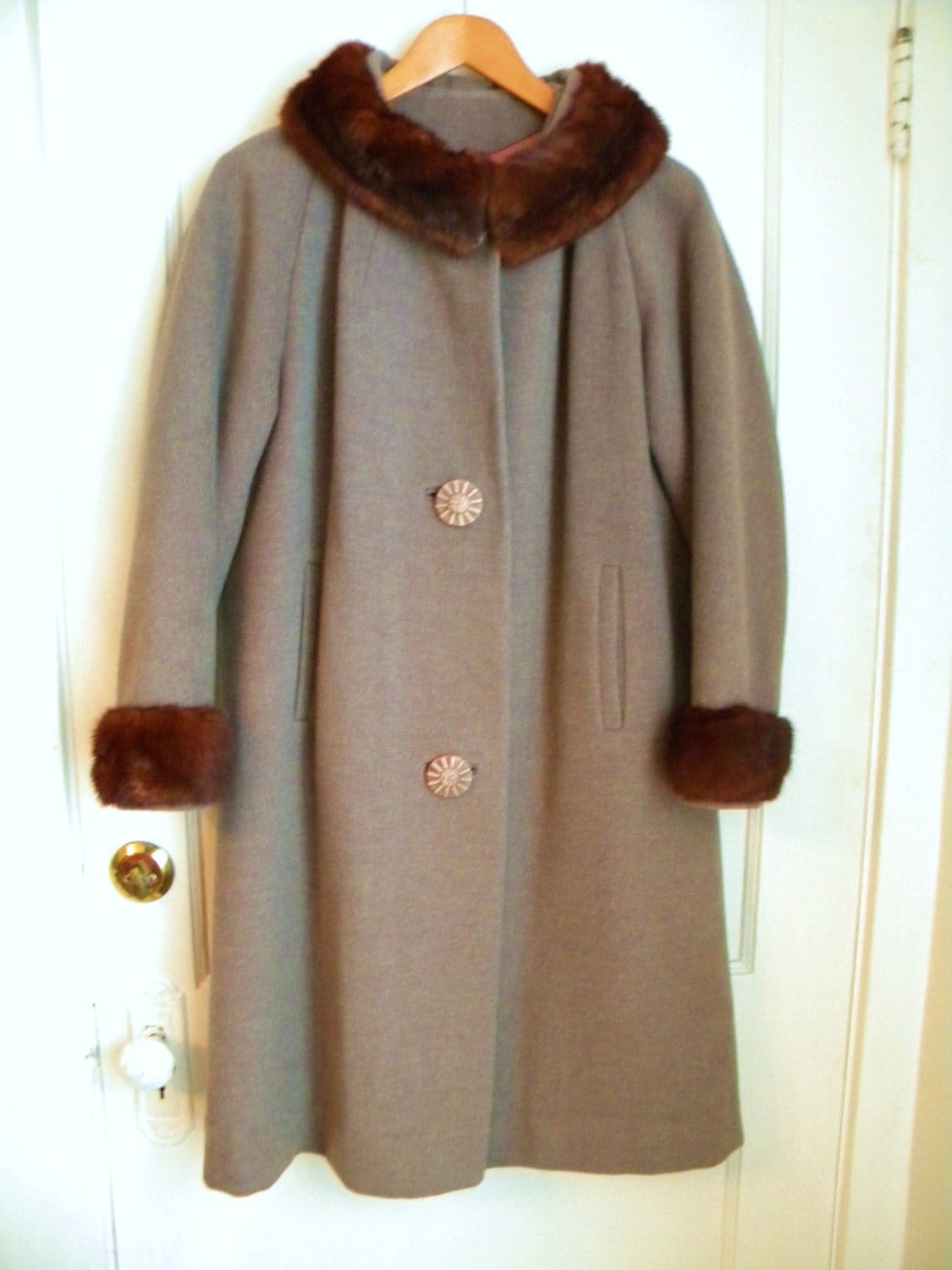 1950's Wool Winter Coat with Mink by DVintageTreasures on Etsy