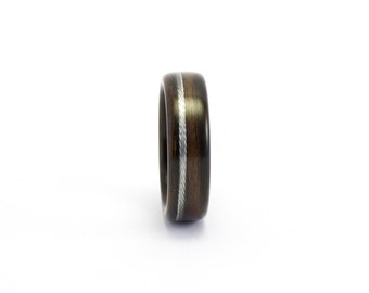Wood Ring, Wooden Ring, Wood Wedding Ring, Men's Wood Ring, The Bicycle Ring, Ebony Ring, Bicycle Cable Ring, Wedding Band Men Bentwood Ring