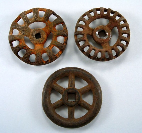 Three Vintage Faucet Handles Rusty Water Spigot Handles