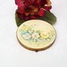 Vintage Large Mirror Compact, Powder Compact, Round Mirror, Loose Powder Compact, Yellow Blue