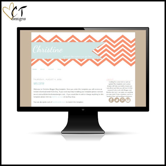 Christine Blogger Blog Template Il_570xn