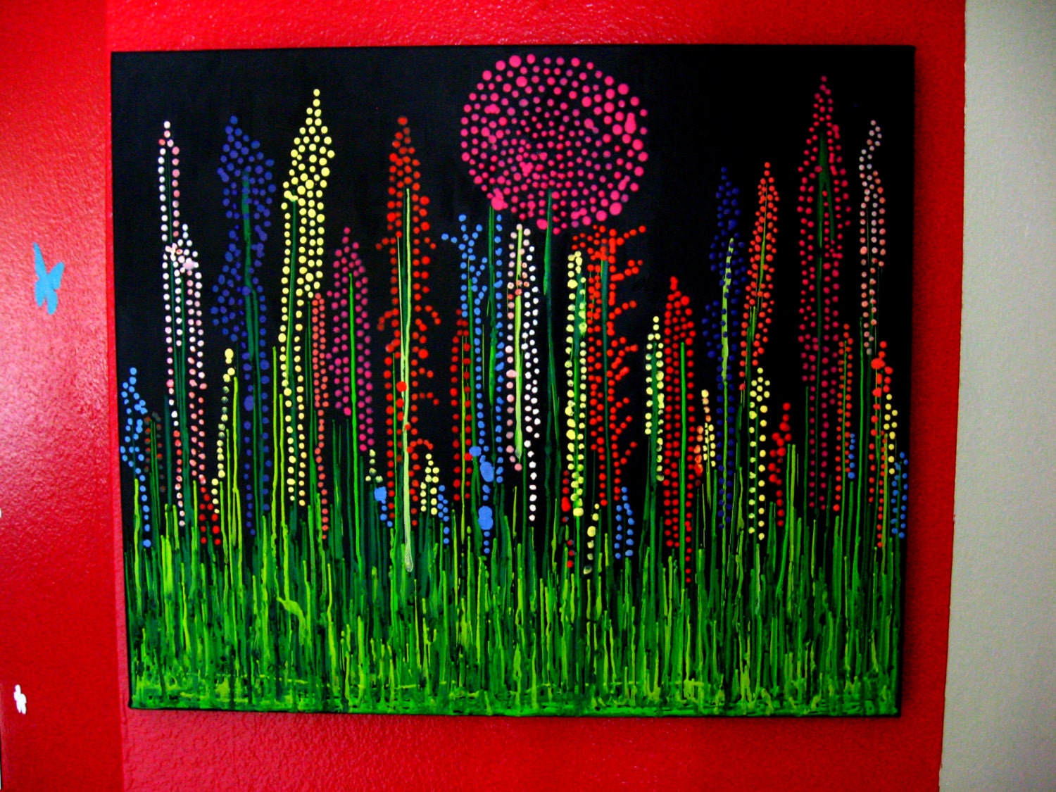 Melted Crayon Art Wildflower Painting Dot Art Bright Colors