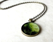 Round green necklace / Seaweed pendant / Ocean inspired jewelry / Botanical necklace / Mermaid necklace / Gift under 20 / FREE SHIPPING