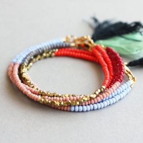 Beaded Friendship Bracelet - Tassel Bracelet - Color Block Bracelet